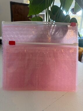 Glossier Pink Bubble Bag Set (1X Large, 1X Small) NWOT